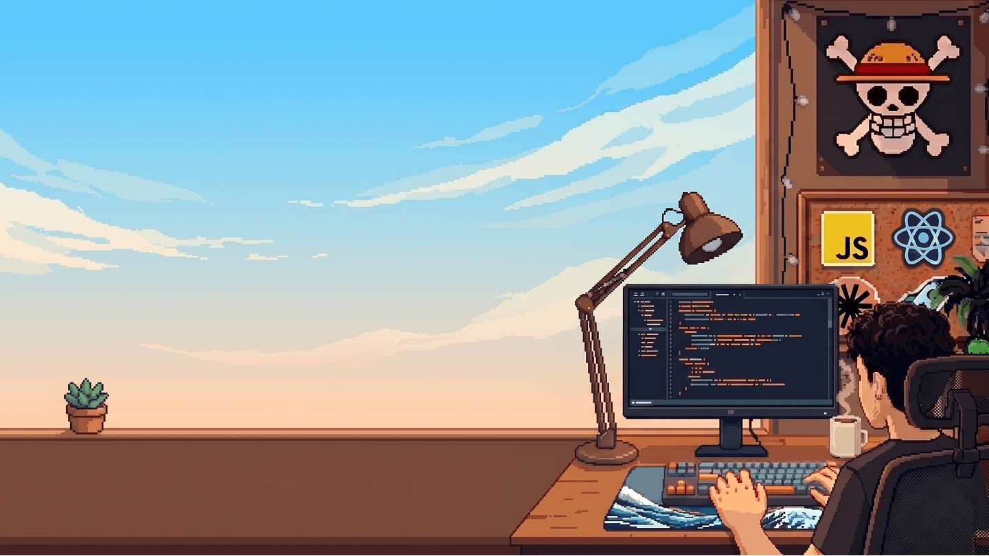 Ilustración mía trabajando como desarrollador web
